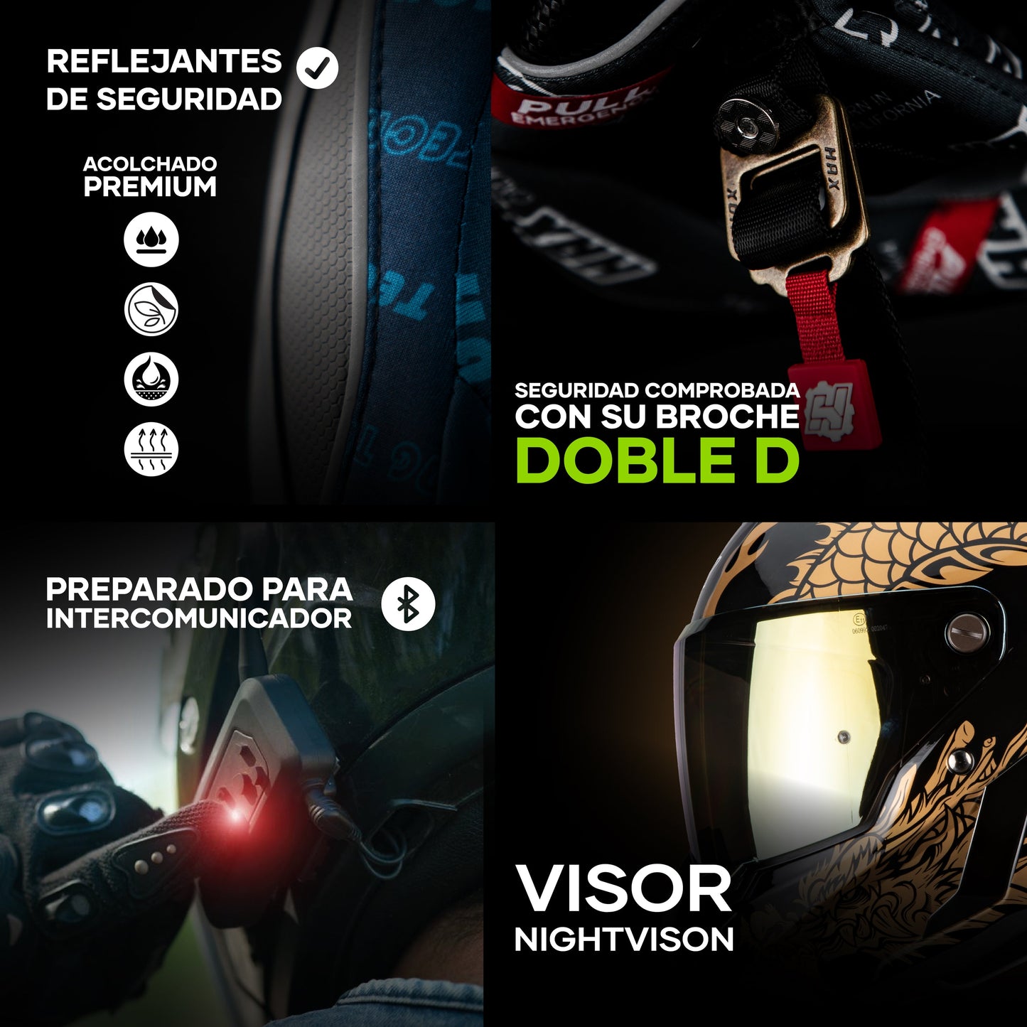 Casco Integral Hax Black Pearl Dragon Dorado