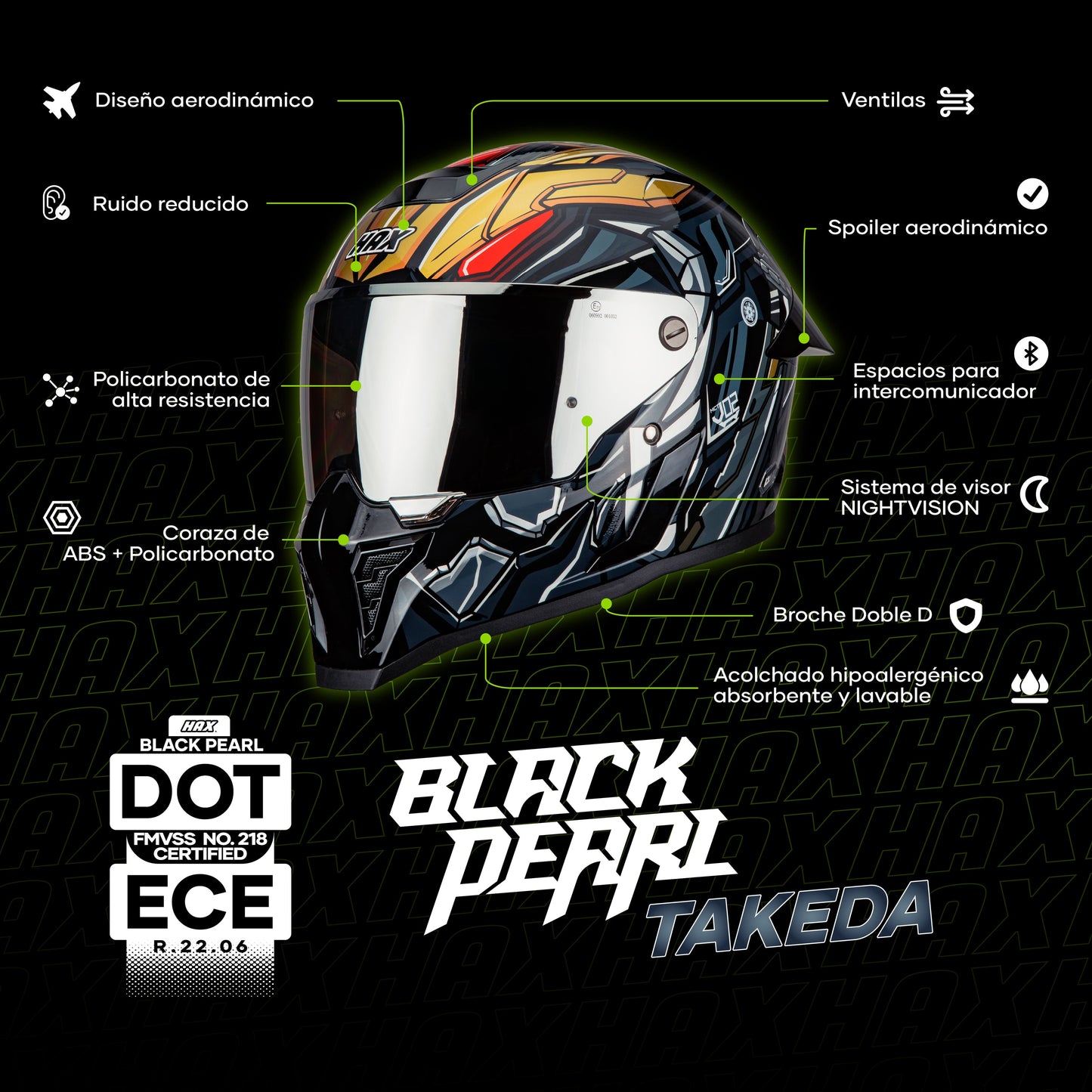 Casco Moto Integral Hax Pearl Warrior