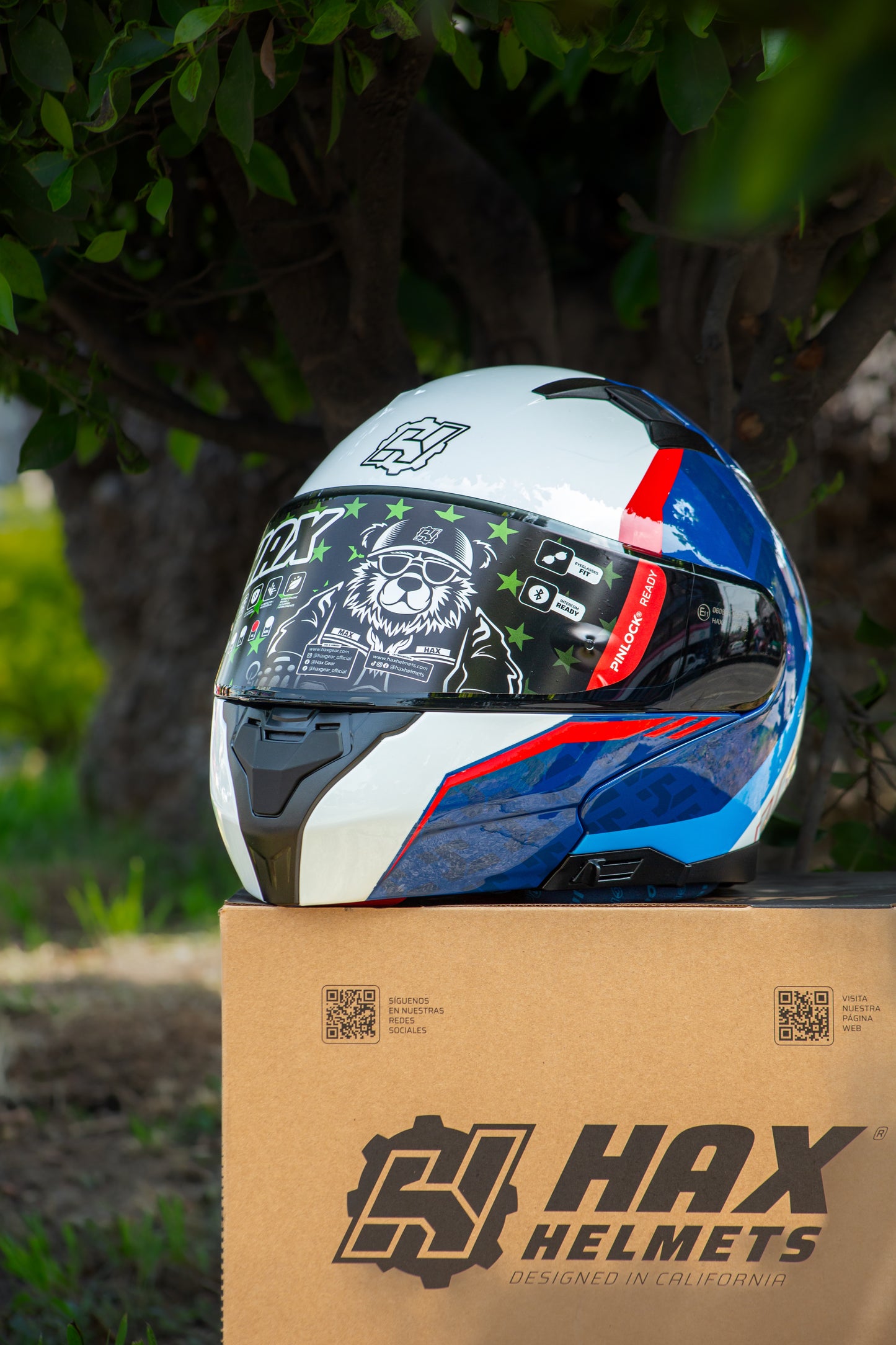 CASCO HAX AMATISTA ABATIBLE WIND ROJO/BLANCO/AZUL