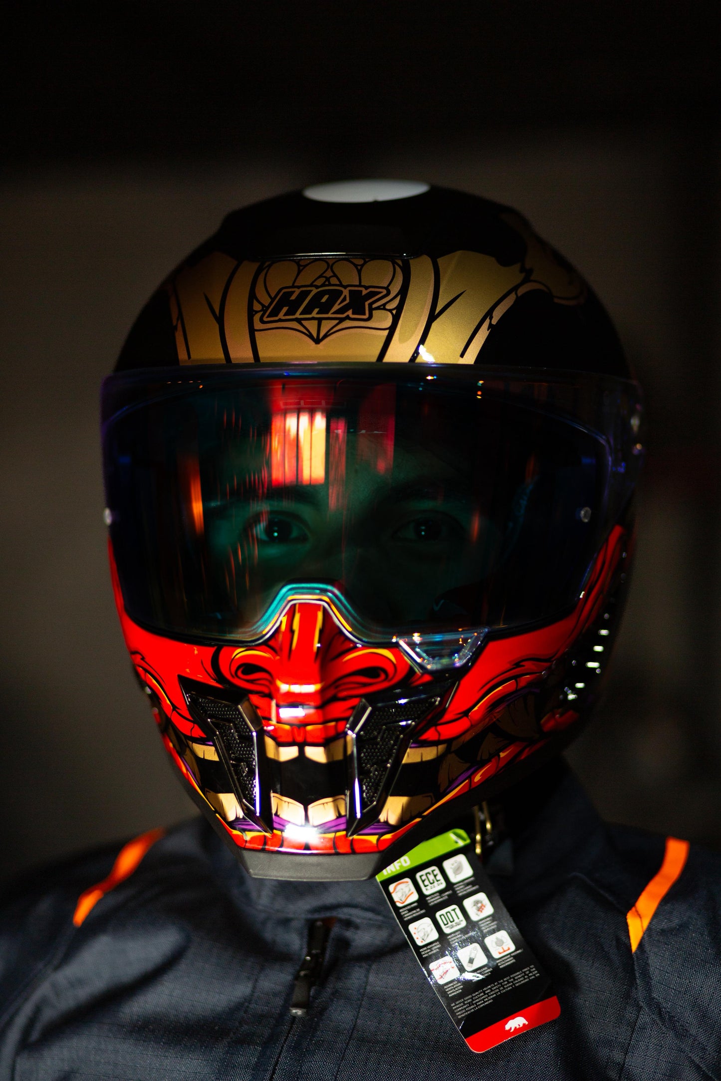 Casco Integral Hax Pearl Negro Rojo Shogun