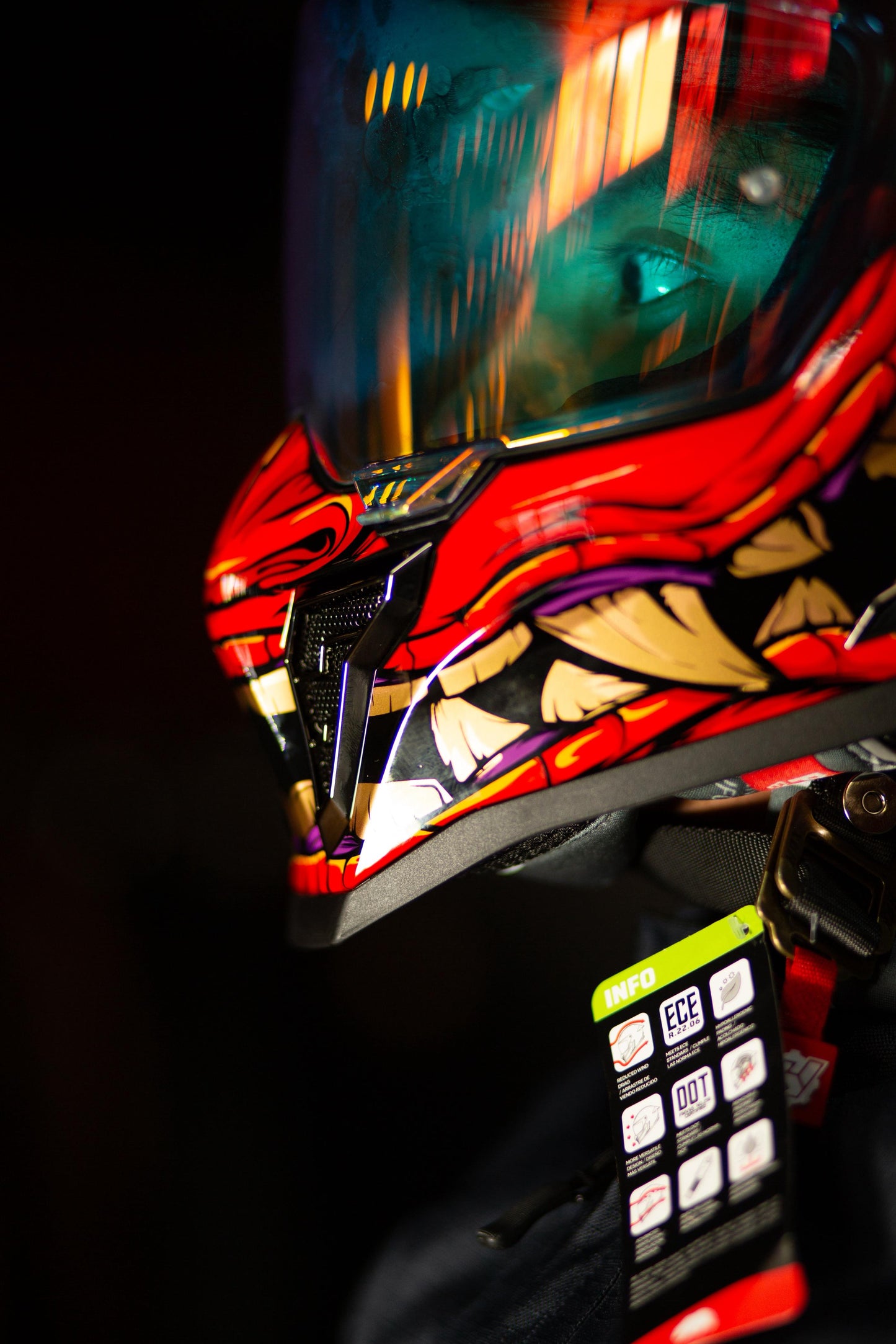 Casco Integral Hax Pearl Negro Rojo Shogun