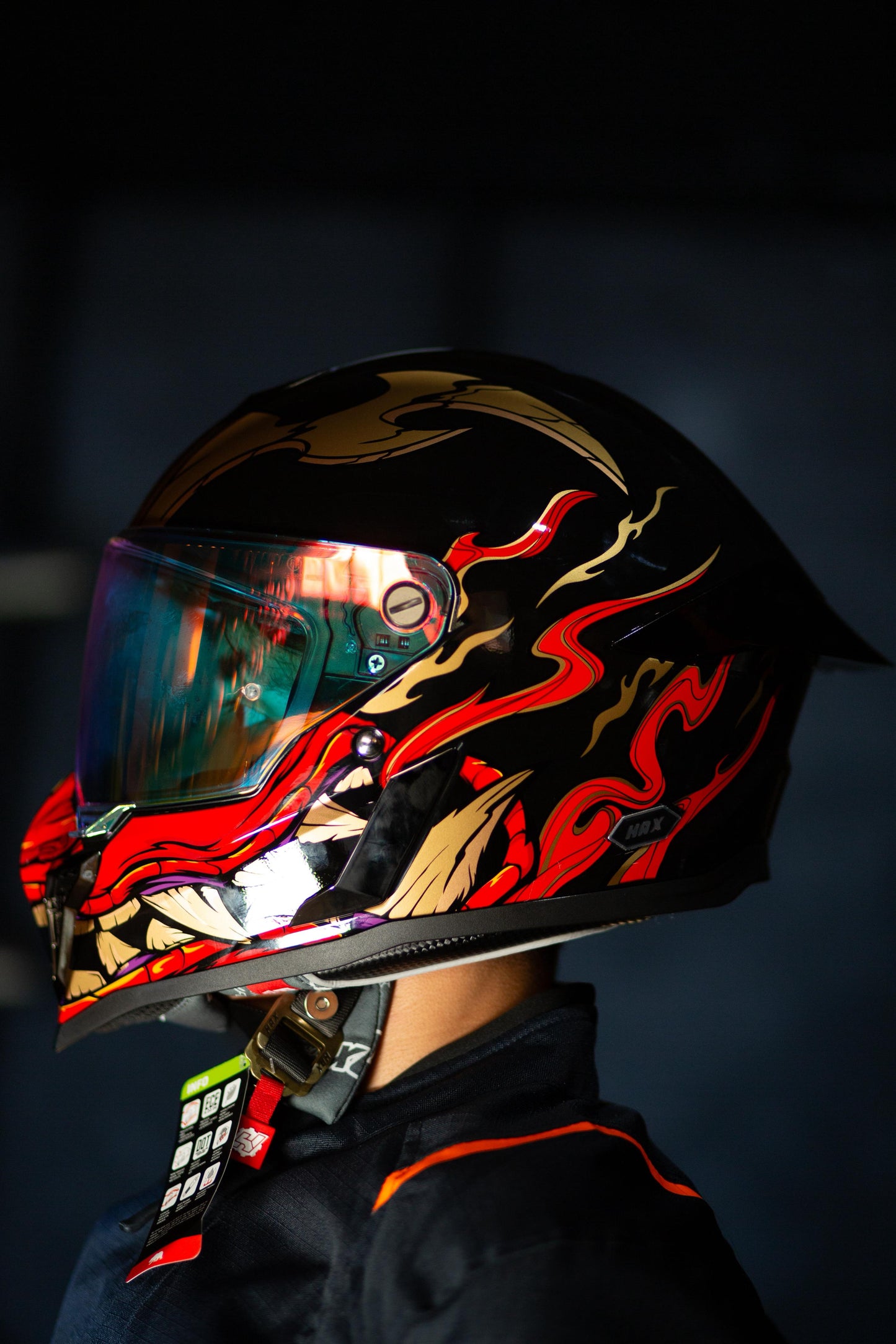 Casco Integral Hax Pearl Negro Rojo Shogun