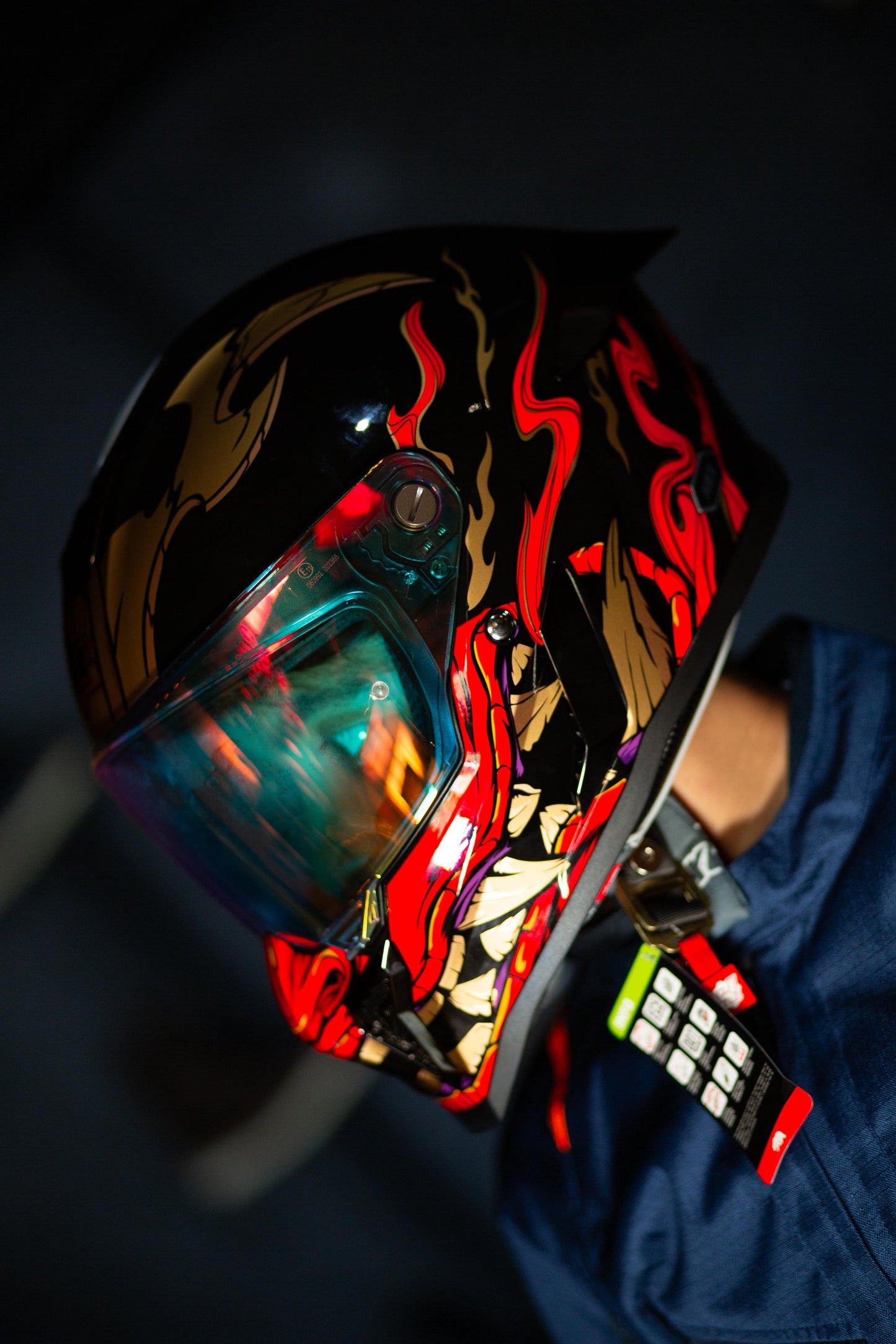 Casco Integral Hax Pearl Negro Rojo Shogun