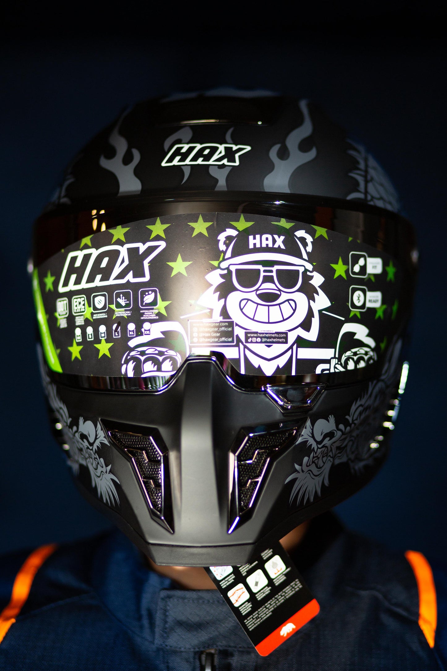 Casco Integral Hax Black Pearl Dragon Plata