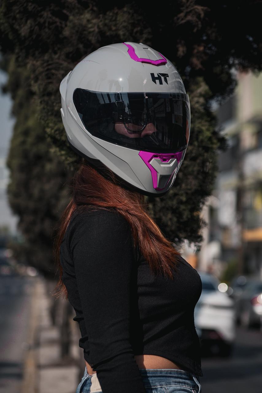 Casco Integral Hebotech Solid Gris Rosa