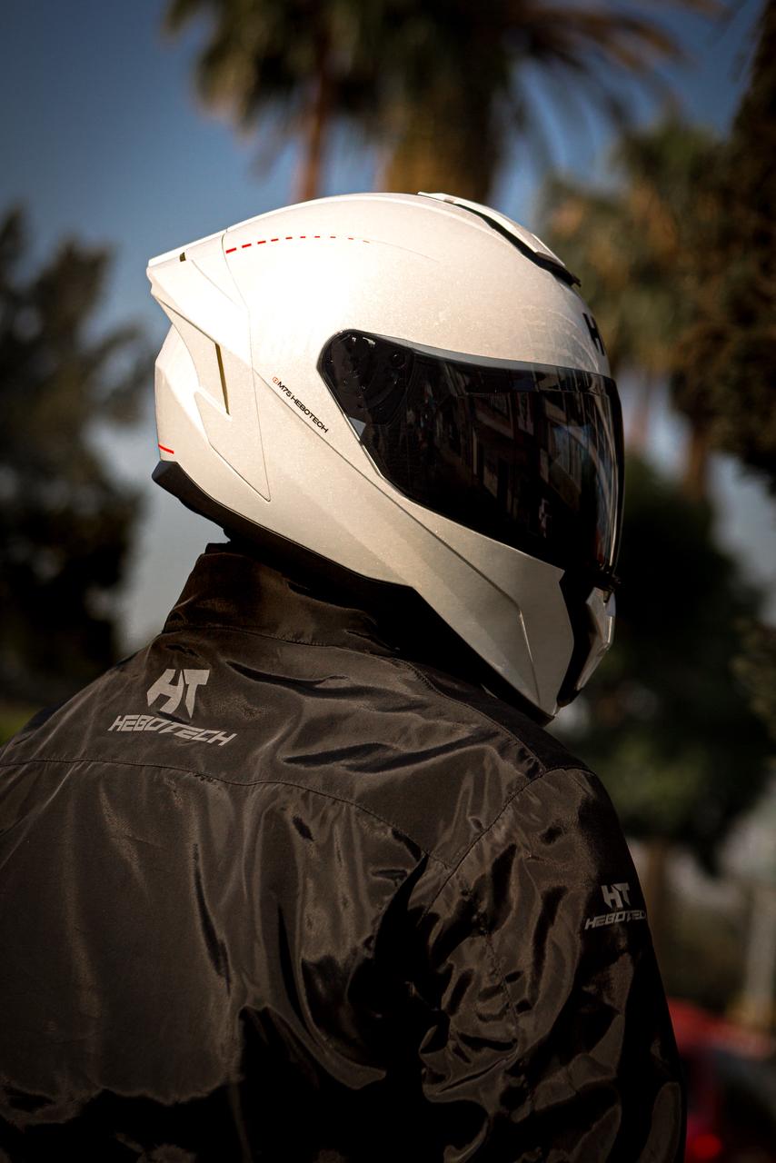 Casco Integral Hebotech Solid Blanco Naranja