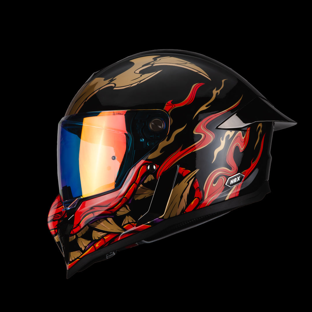 Casco Integral Hax Pearl Negro Rojo Shogun