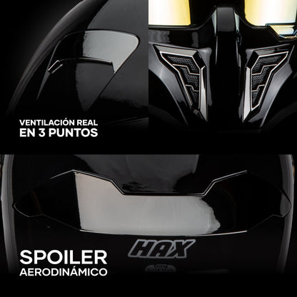 Casco Integral Hax Pearl Pearl Negro Brillo