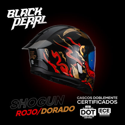 Casco Integral Hax Pearl Negro Rojo Shogun