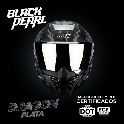 Casco Integral Hax Black Pearl Dragon Plata