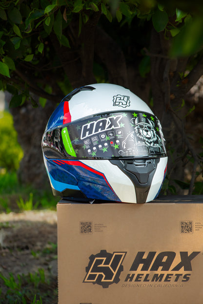 CASCO HAX AMATISTA ABATIBLE WIND ROJO/BLANCO/AZUL