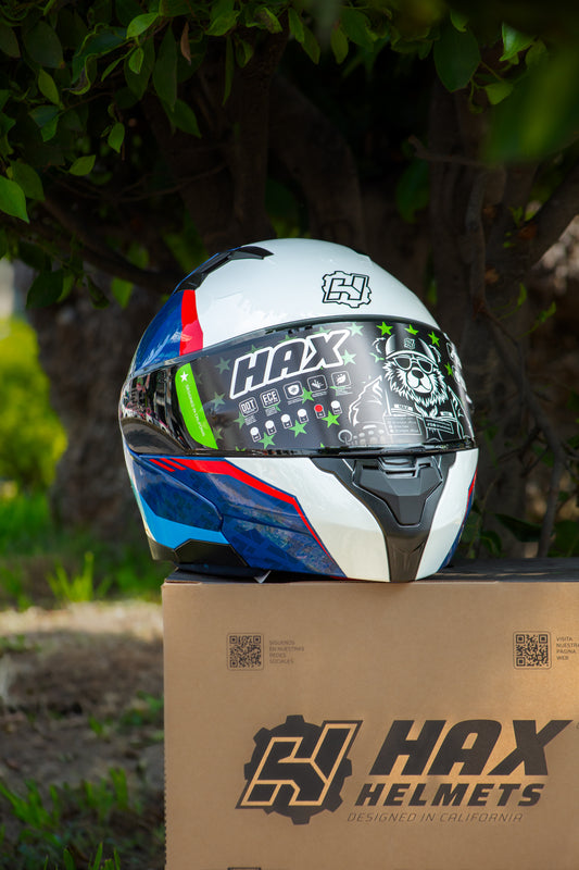 CASCO HAX AMATISTA ABATIBLE WIND ROJO/BLANCO/AZUL