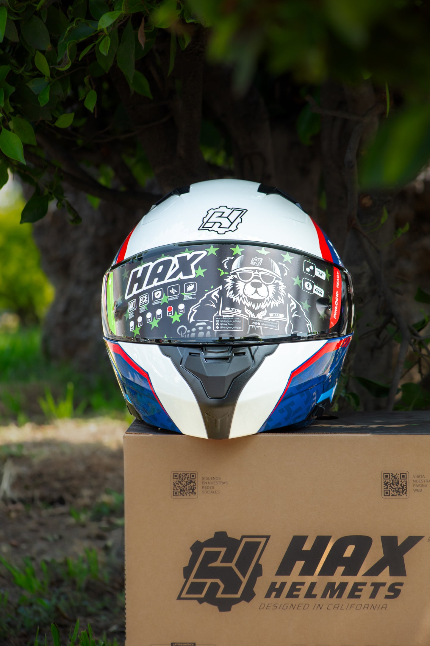 CASCO HAX AMATISTA ABATIBLE WIND ROJO/BLANCO/AZUL