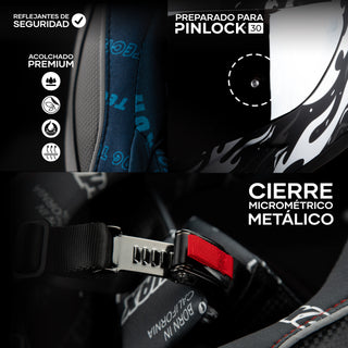 Casco Integral Onix Fire Negro Plata Acabado Mate