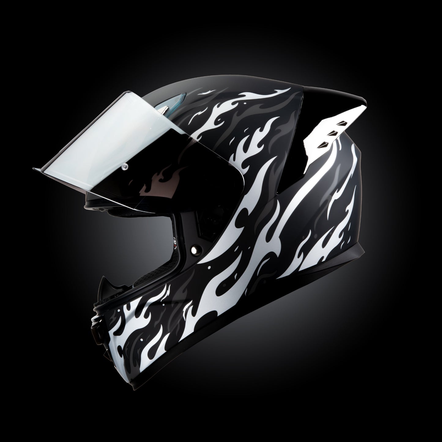 Casco Integral Onix Fire Negro Plata Acabado Mate