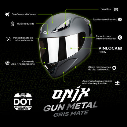 Casco Integral Onix Gun Metal Acabado Mate