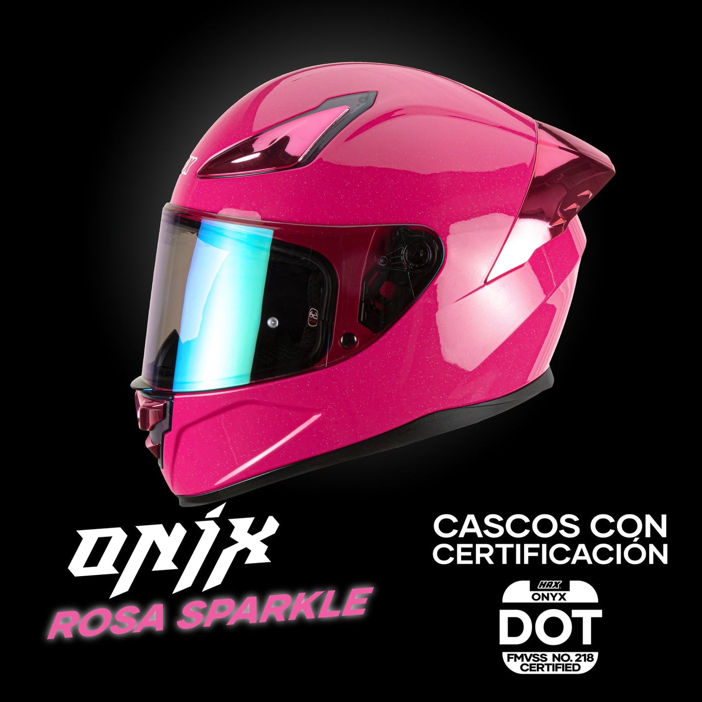 Casco Integral Onix Sparkle Rosa Acabado Brillante