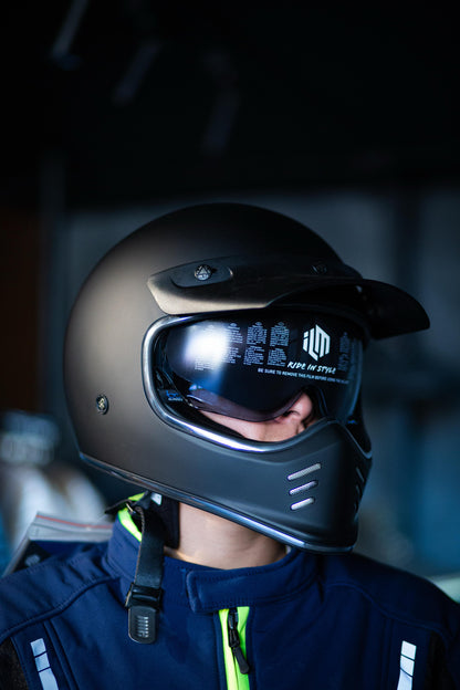 Casco Para Moto Integral Retro Vintage Ilm Z502 NEGRO MATE