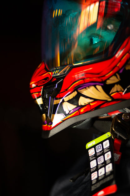 Casco Integral Hax Pearl Negro Rojo Shogun