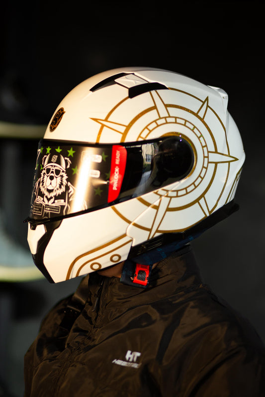 CASCO HAX ABATIBLE AMATISTA BLANCO/DORADO