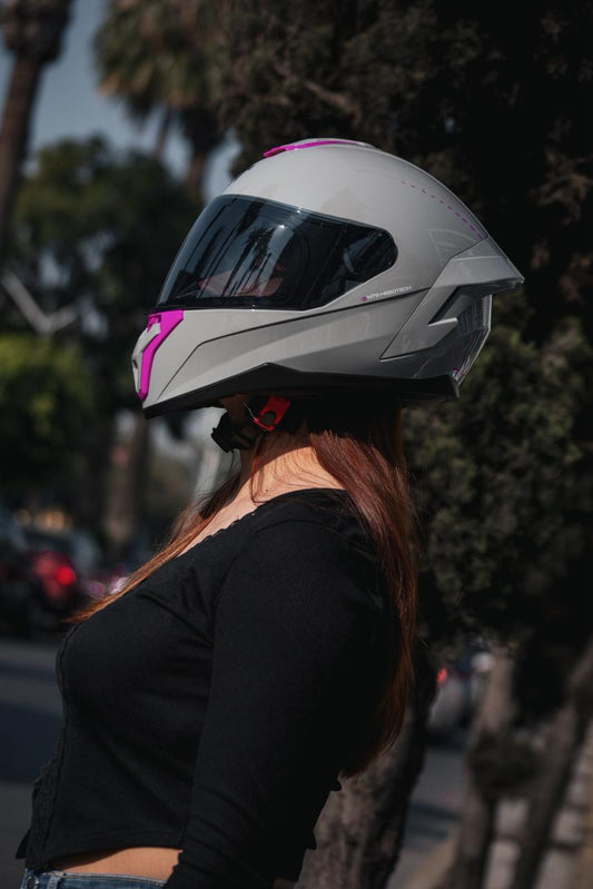 Casco Integral Hebotech Solid Gris Rosa