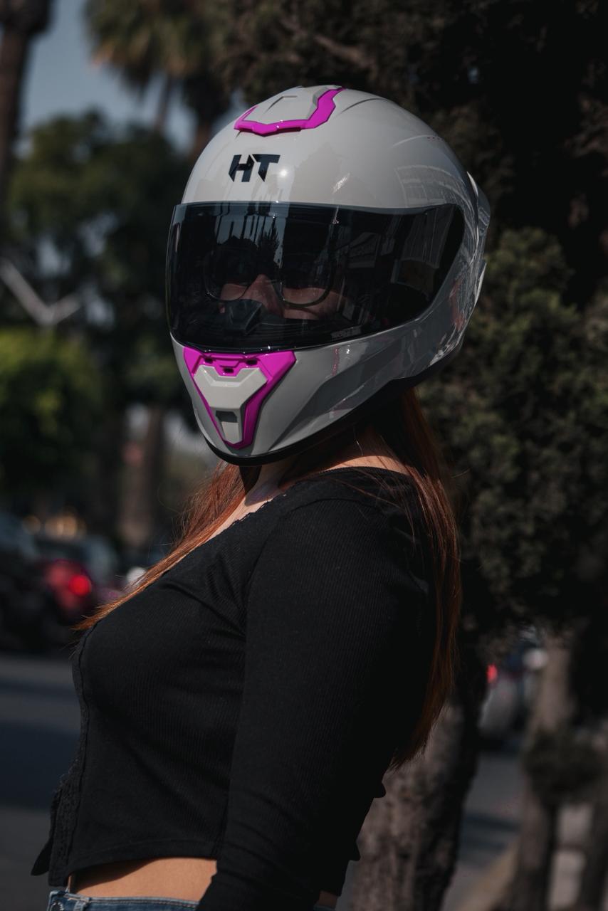 Casco Integral Hebotech Solid Gris Rosa