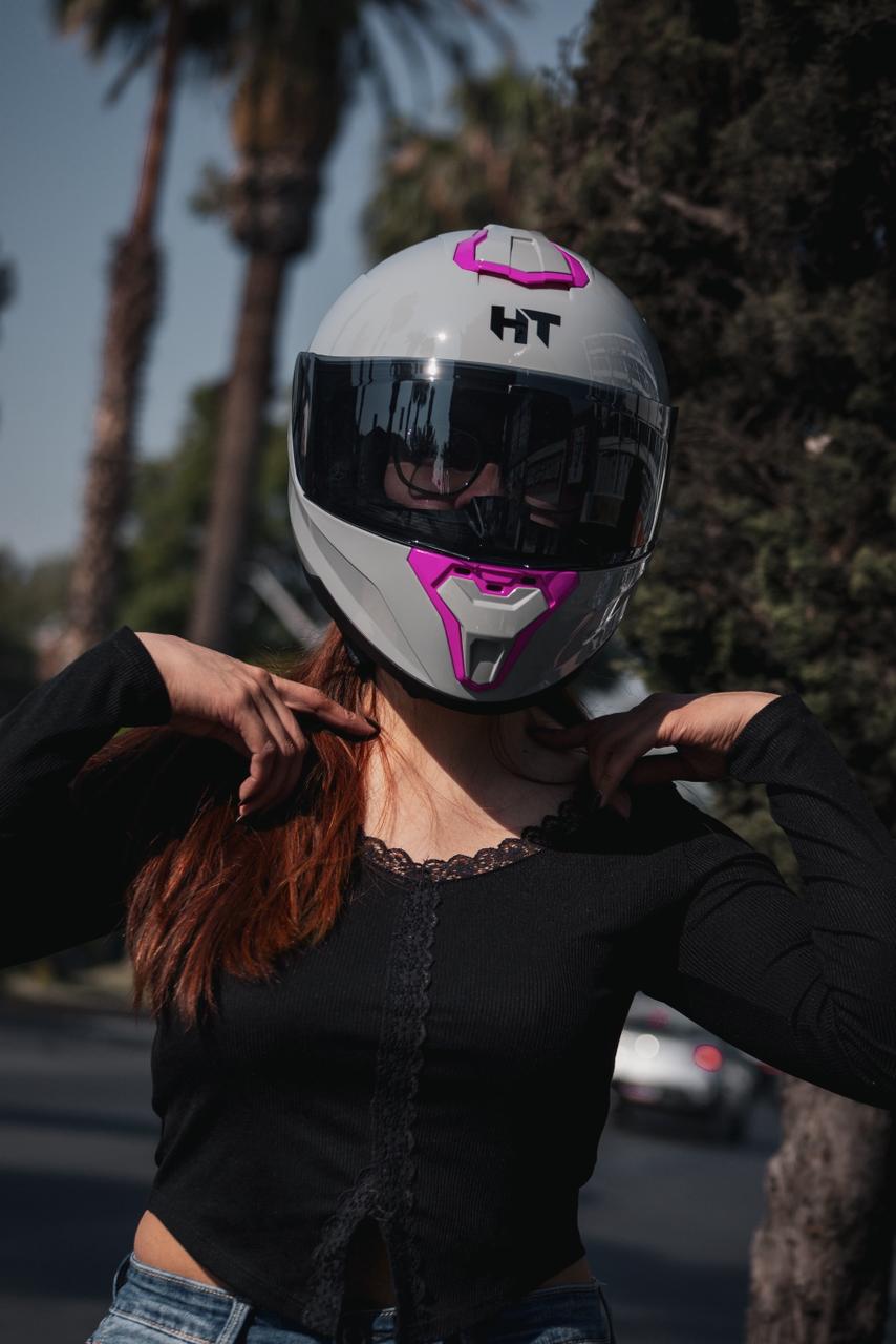 Casco Integral Hebotech Solid Gris Rosa