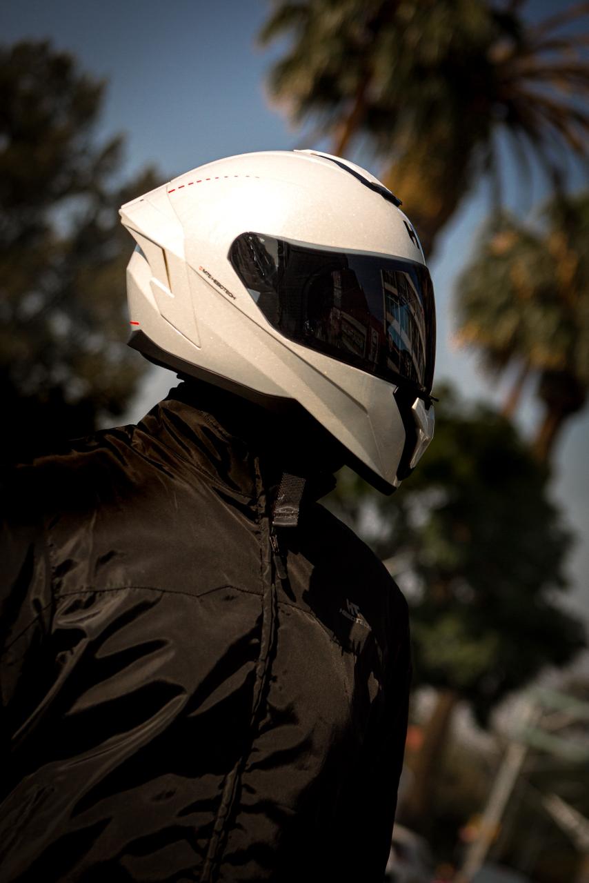 Casco Integral Hebotech Solid Blanco Naranja