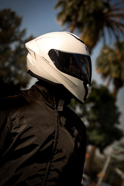 Casco Integral Hebotech Solid Blanco Naranja