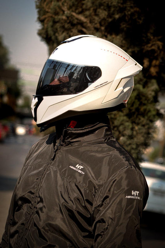 Casco Integral Hebotech Solid Blanco Naranja