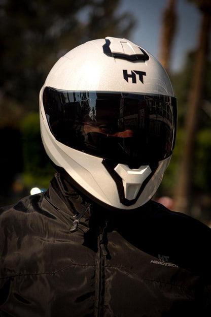 Casco Integral Hebotech Solid Blanco Naranja