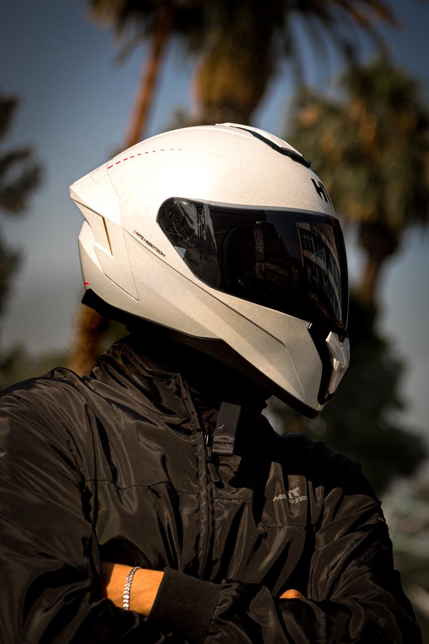 Casco Integral Hebotech Solid Blanco Naranja