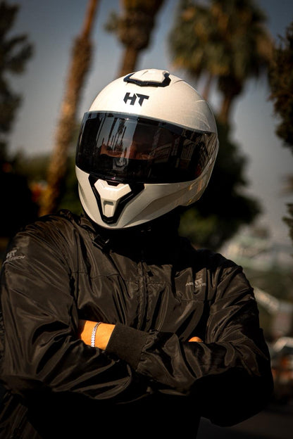 Casco Integral Hebotech Solid Blanco Naranja