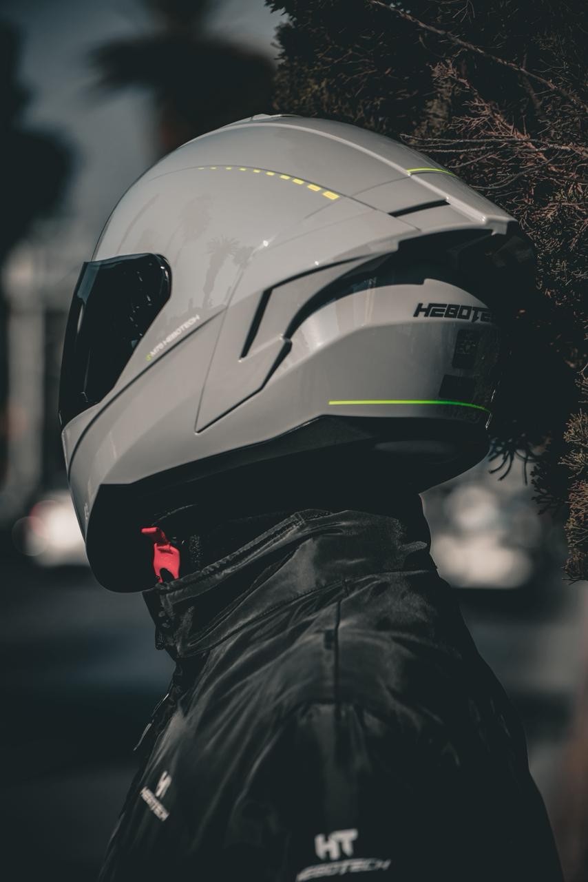 Casco Integral Hebotech Solid Gris Amarillo Neon