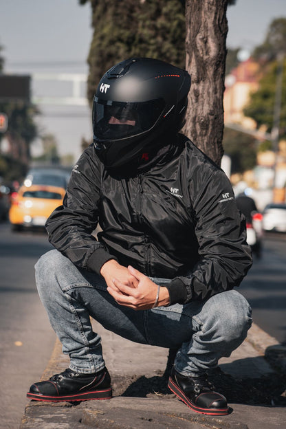 Casco Integral Hebotech Solid Negro Naranja Matte