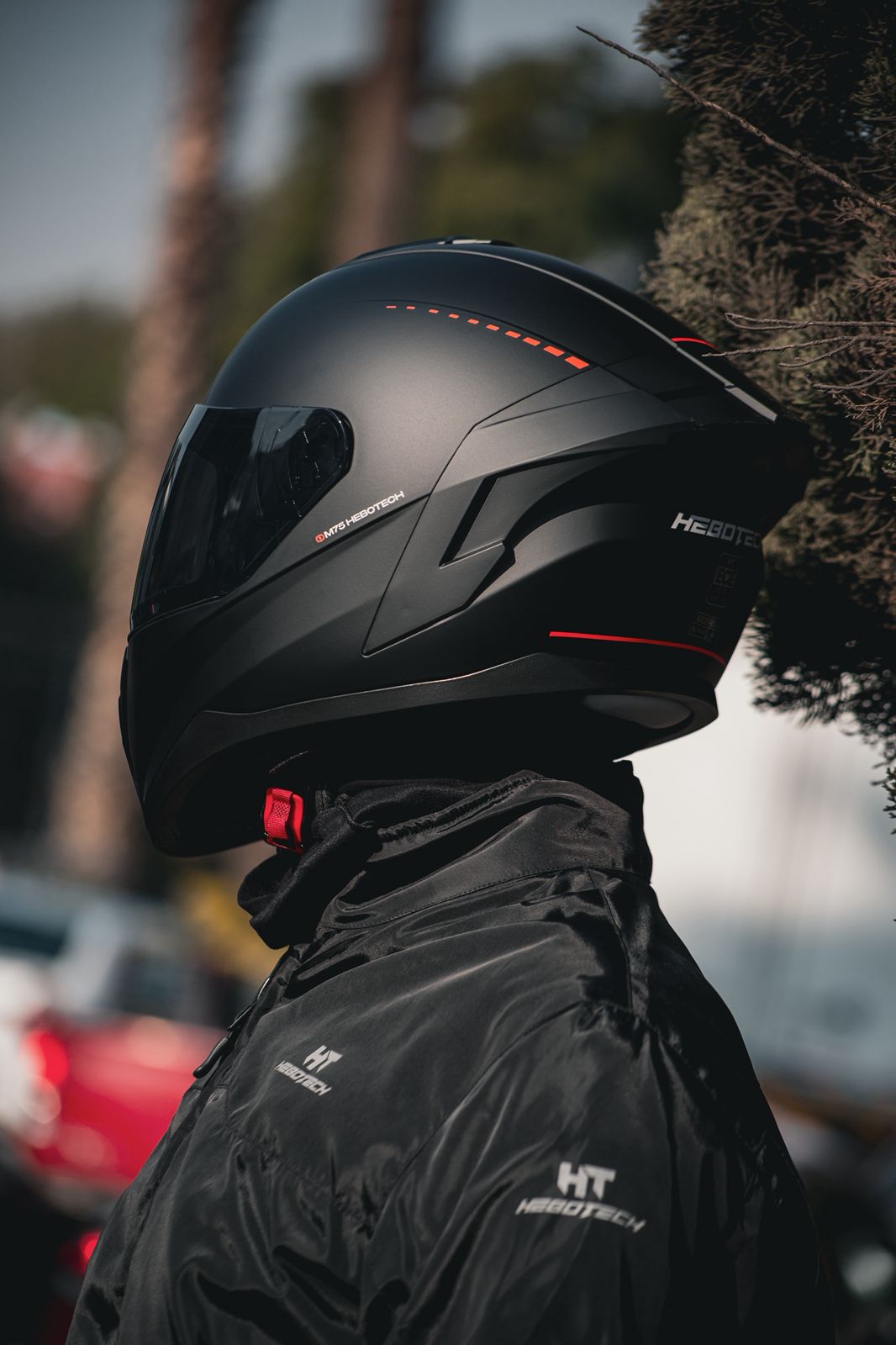 Casco Integral Hebotech Solid Negro Naranja Matte