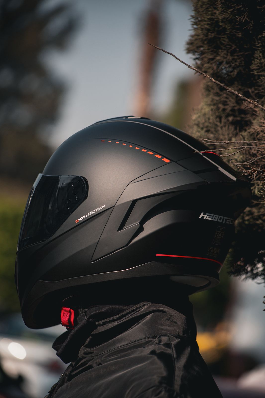 Casco Integral Hebotech Solid Negro Naranja Matte