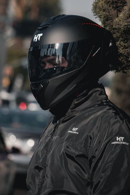 Casco Integral Hebotech Solid Negro Naranja Matte