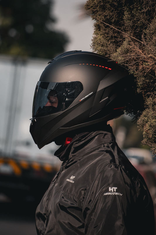 Casco Integral Hebotech Solid Negro Naranja Matte