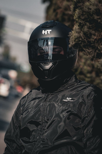 Casco Integral Hebotech Solid Negro Naranja Matte