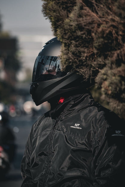 Casco Integral Hebotech Solid Negro Naranja Matte