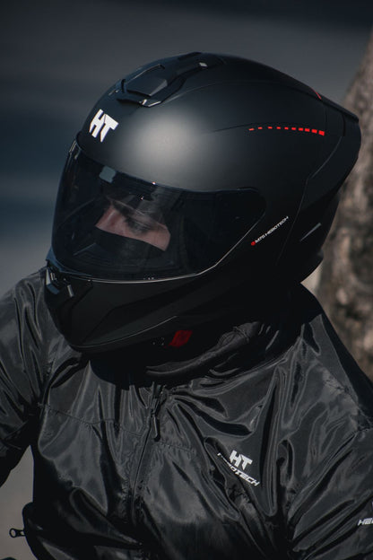 Casco Integral Hebotech Solid Negro Naranja Matte