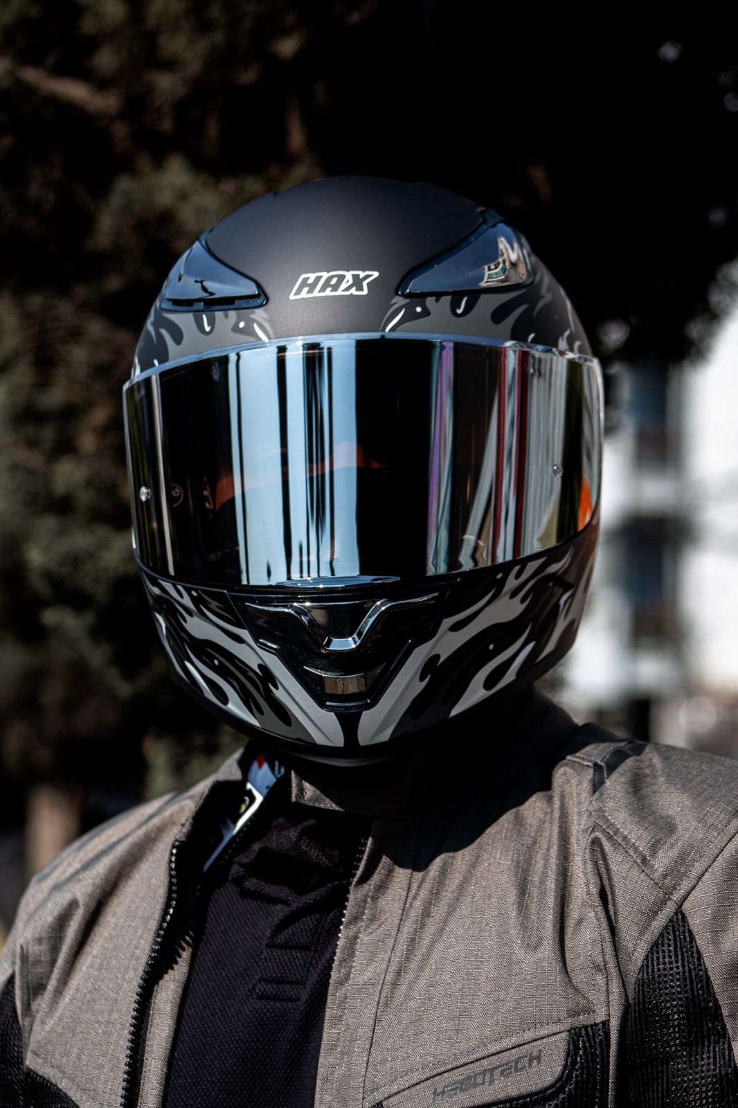 Casco Integral Onix Fire Negro Plata Acabado Mate