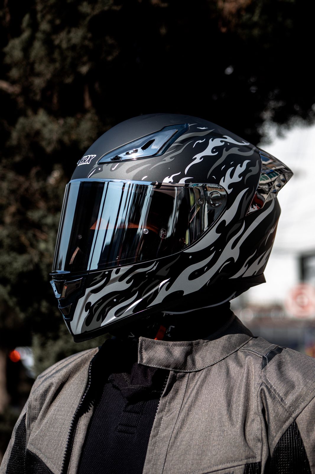 Casco Integral Onix Fire Negro Plata Acabado Mate