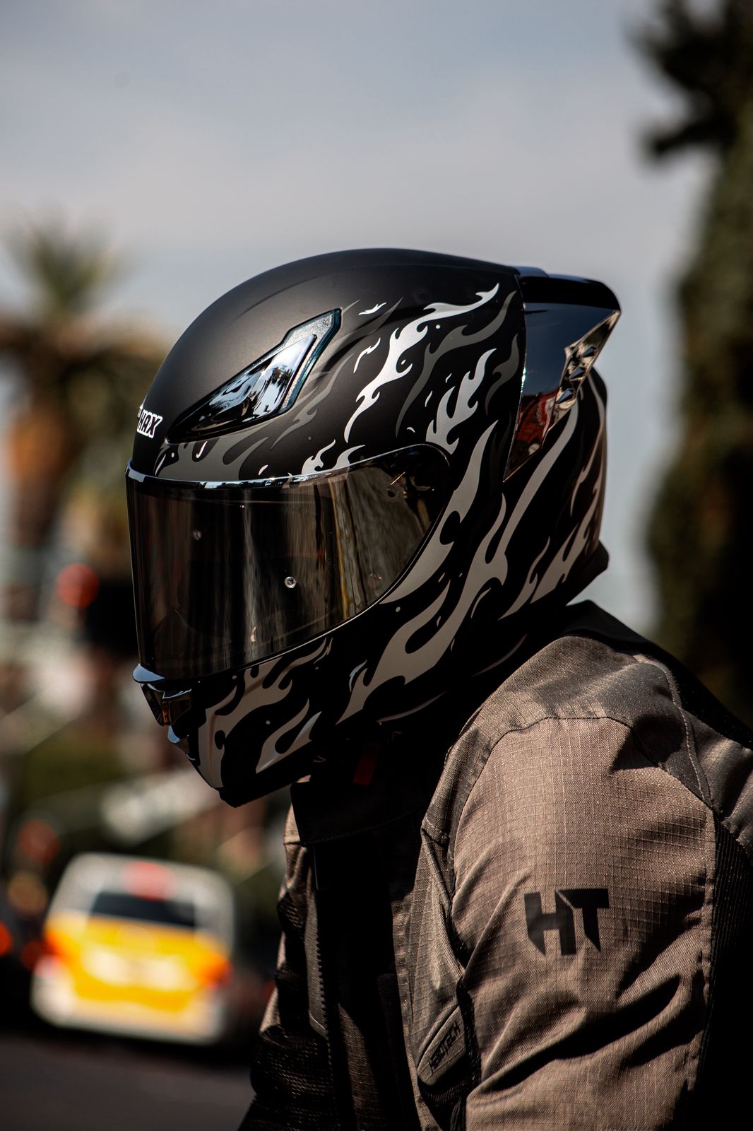 Casco Integral Onix Fire Negro Plata Acabado Mate