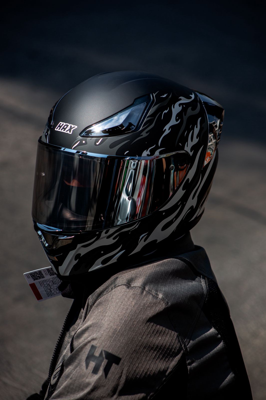 Casco Integral Onix Fire Negro Plata Acabado Mate