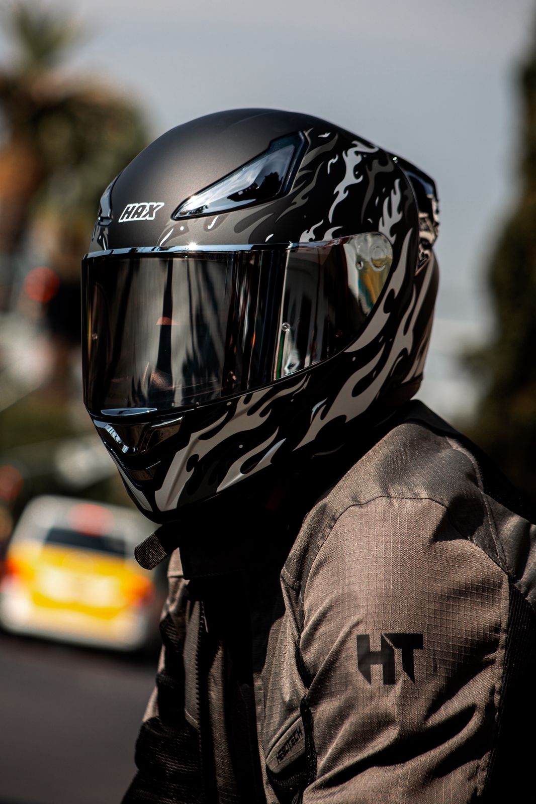 Casco Integral Onix Fire Negro Plata Acabado Mate